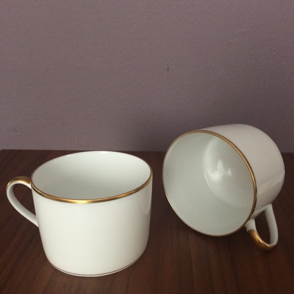 Barnardaud 2 Tea Coffee Cups  Palmyre White & Matte Gold